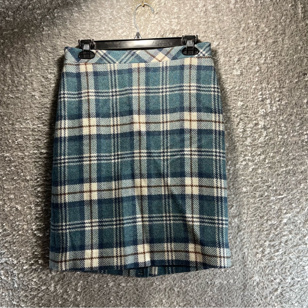 L.L. Bean Favorite Fit Plaid Wool Blend Skirt Size 2 Lined Preppy Y2K
